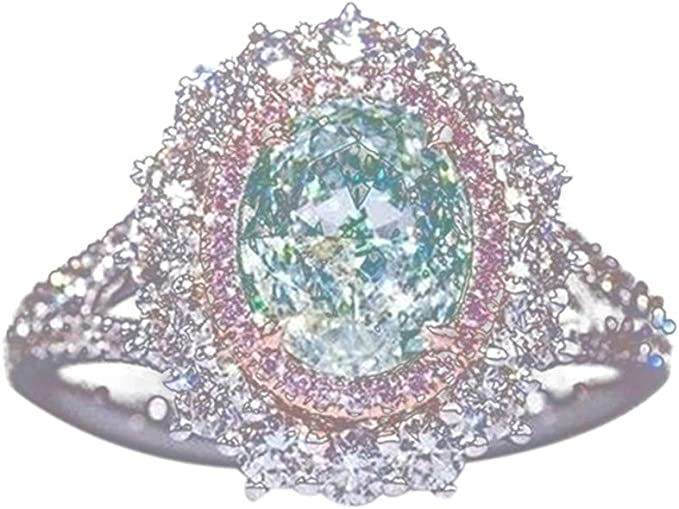 LALANG Green Zircon Pink Crystal Women Finger Ring