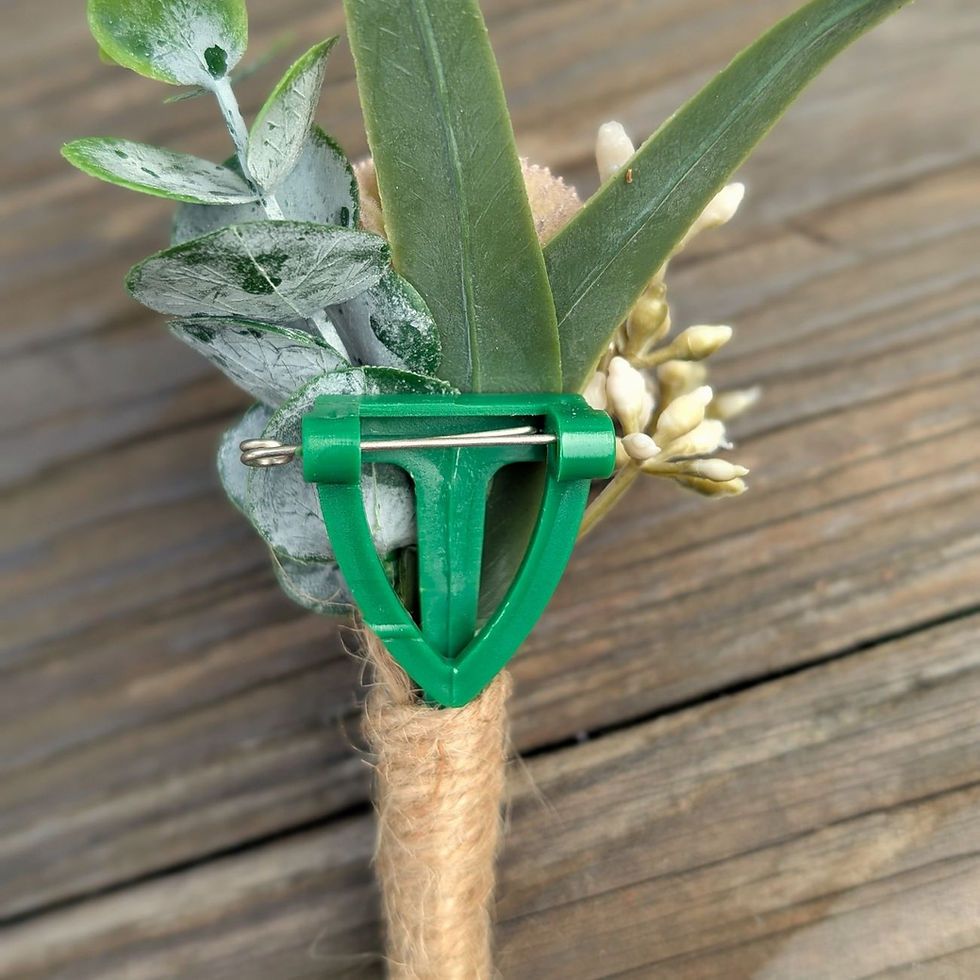 Thumbnail: Eucalyptus Blush billy button buttonhole with blush tones and eucalyptus greenery.