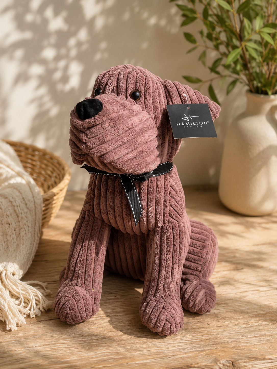 Bloc-porte chien en velours côtelé – Butoir de porte décoratif pour intérieur