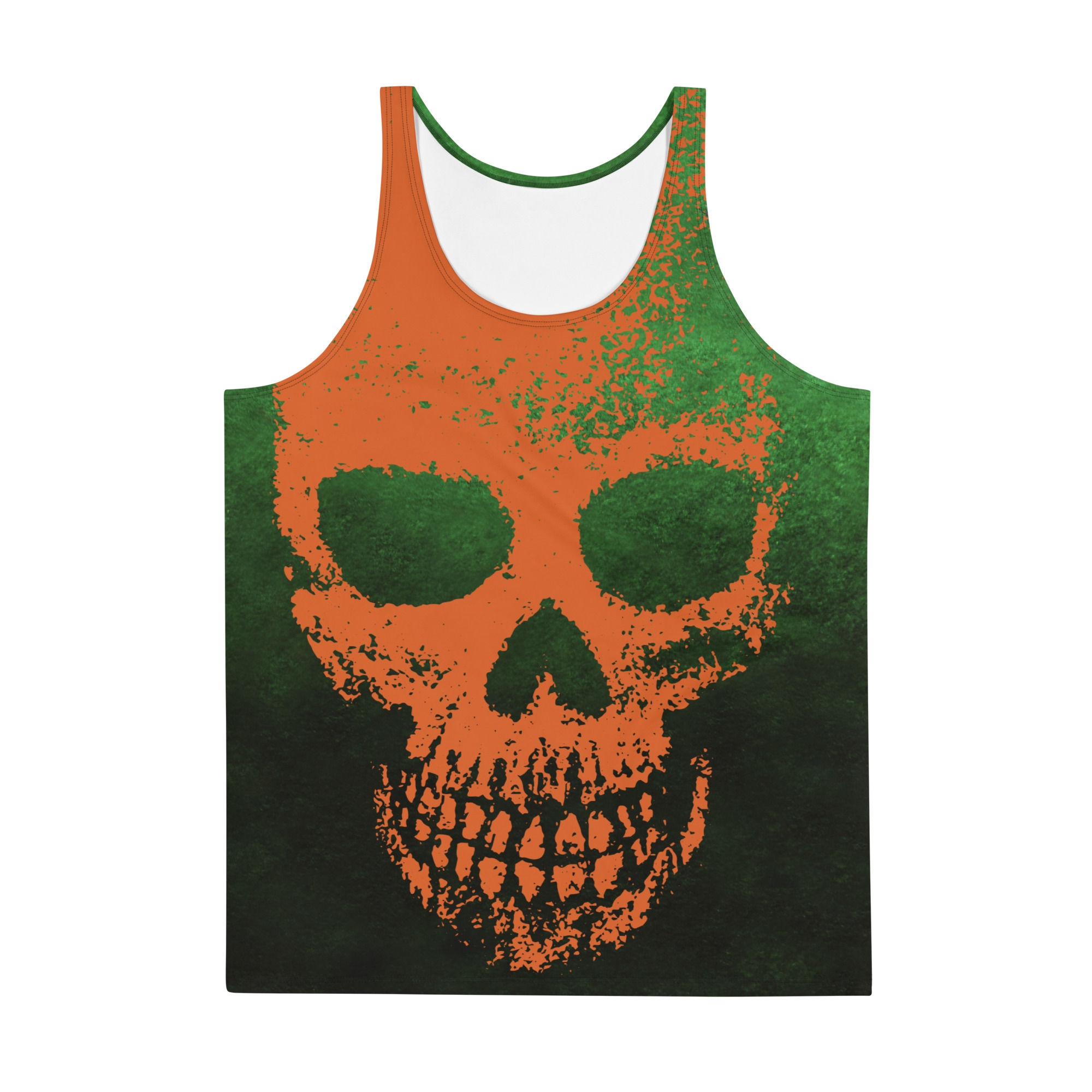 Shadow Skull Orange on Green / Unisex Tank