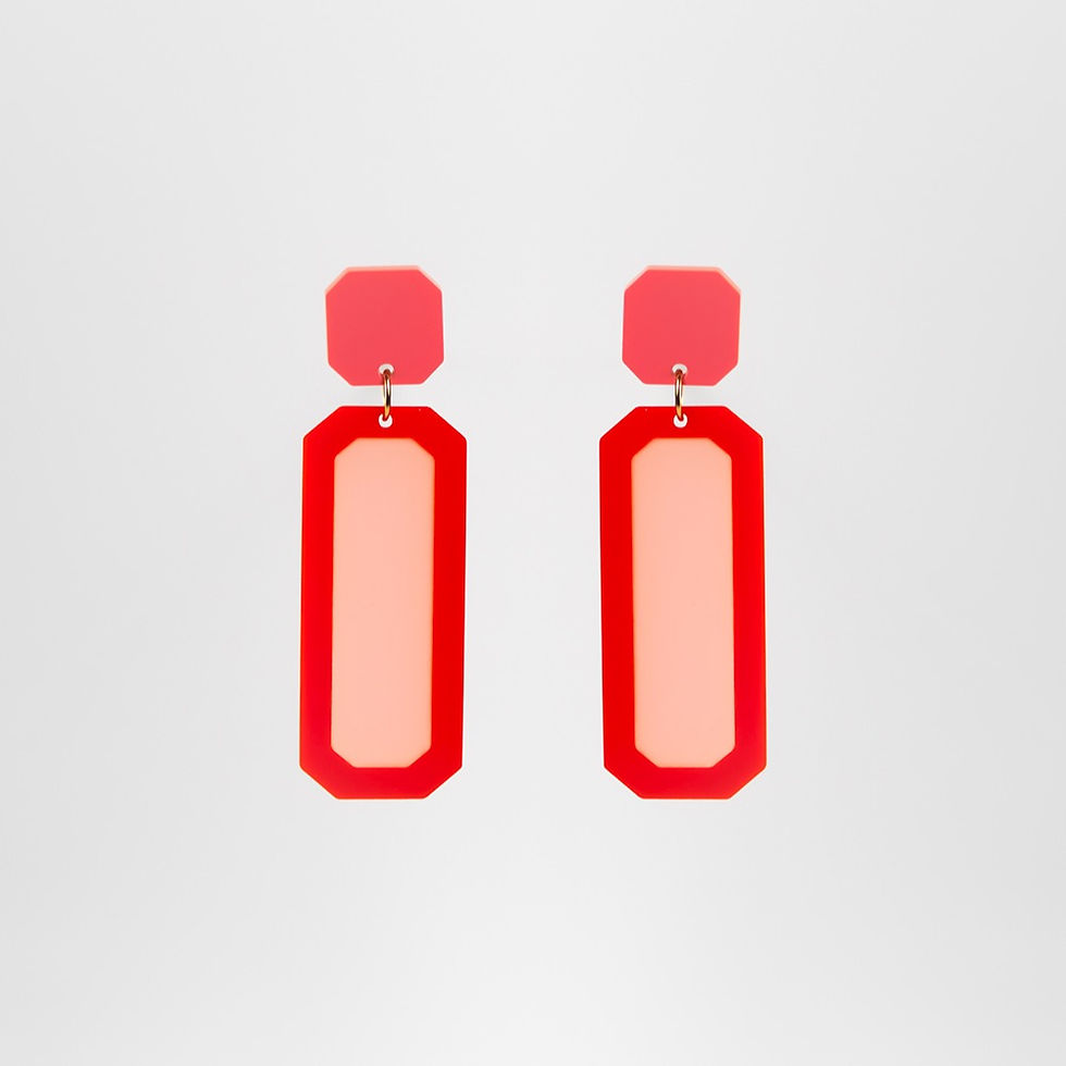 Miniature : Boucles d'oreilles Betty rouge en plexiglass sans portant