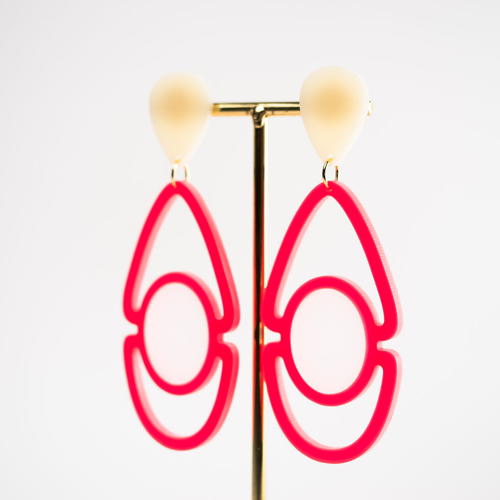 Miniature : Boucles d'oreilles Niki rose en plexiglass en détail