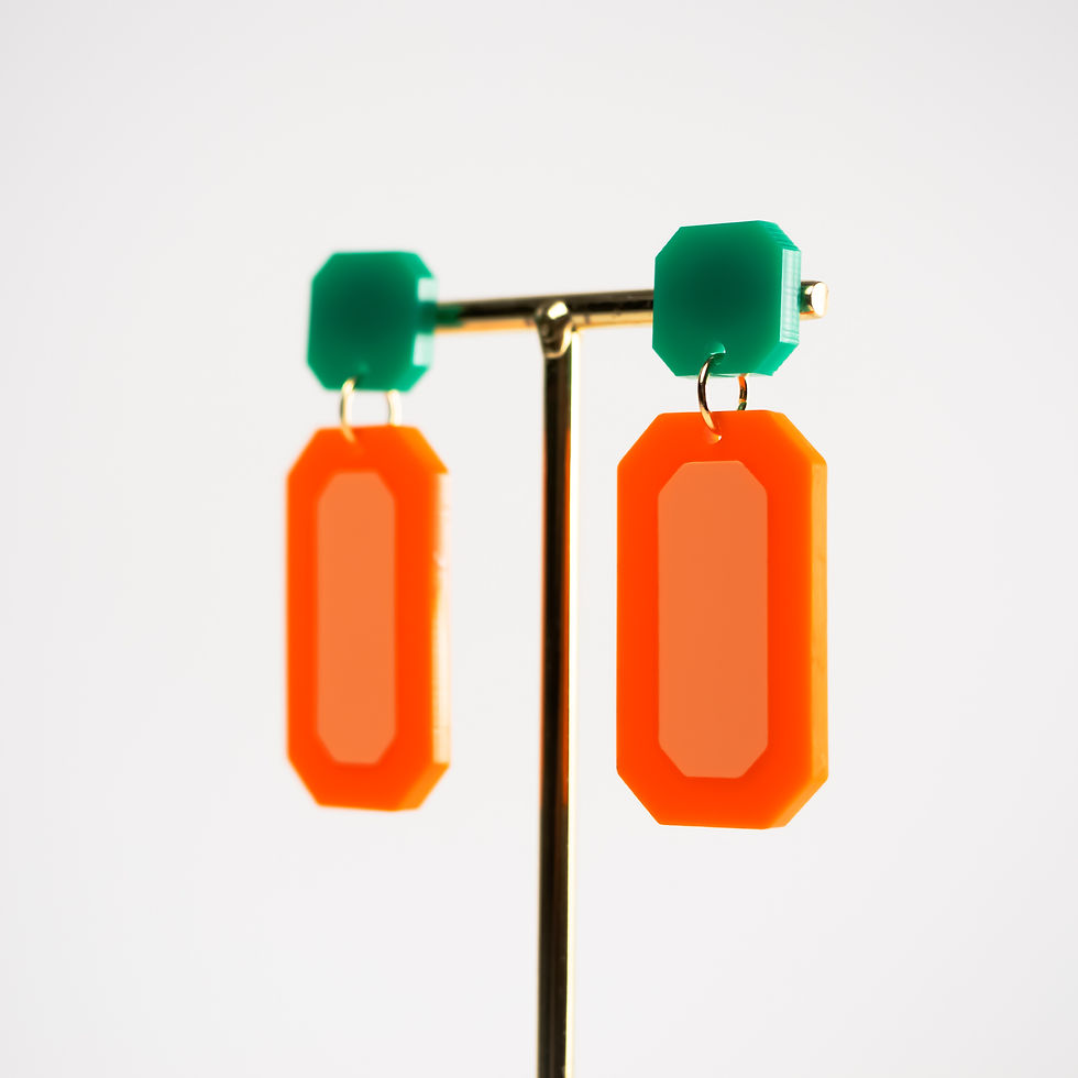 Miniature : Boucles d'oreilles mini Betty orange en plexiglass en détail