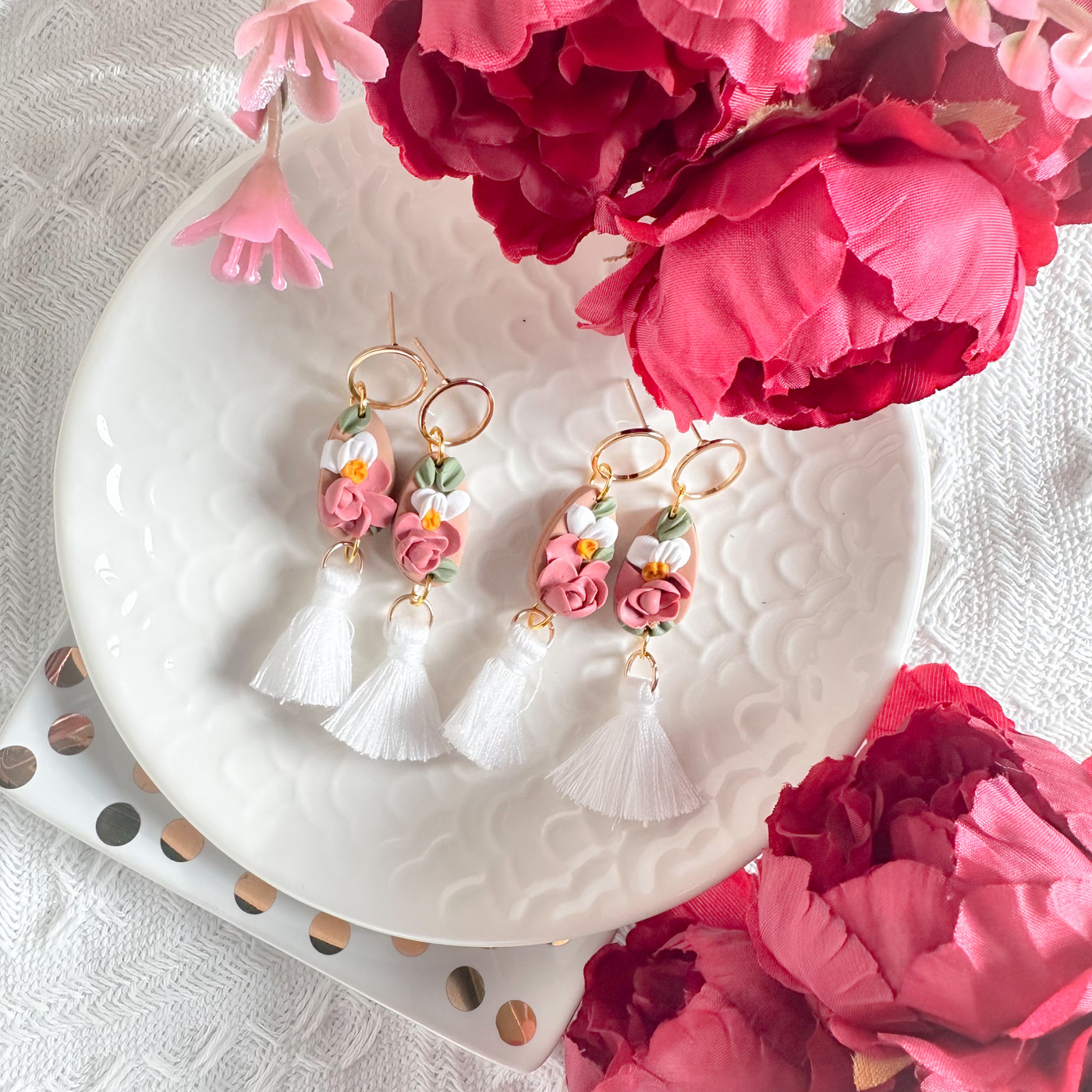 Petals + Threads delicate clay earrings