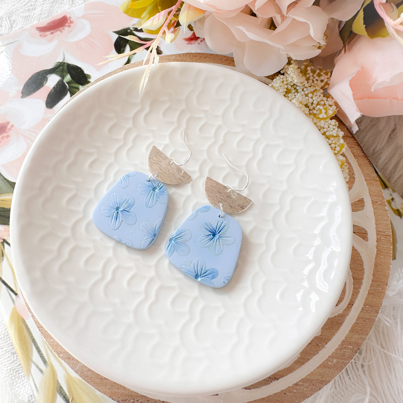 Blue Skies clay earrings set