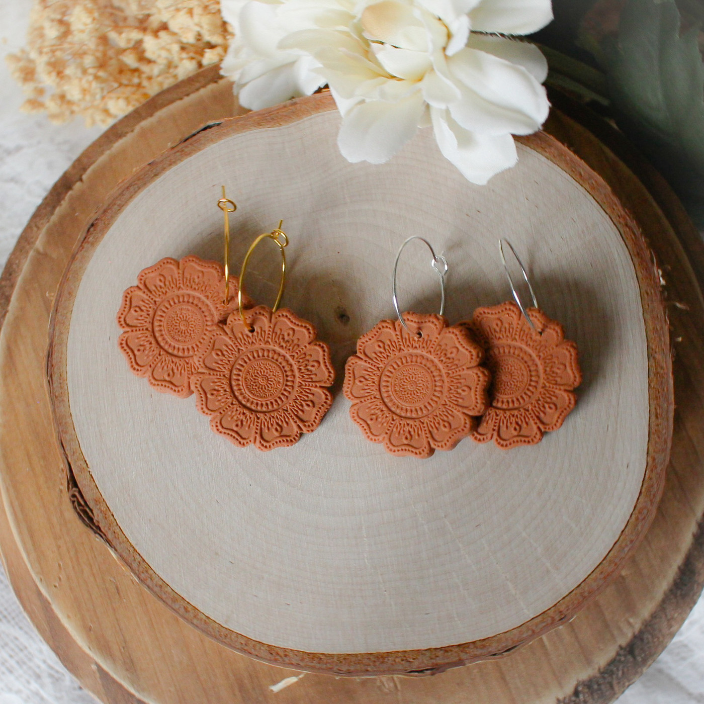 Terracotta Mandalas clay earrings
