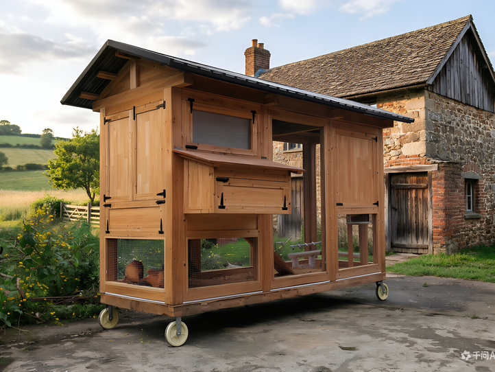 a handcrafted wooden chicken coop