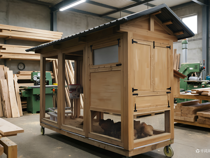 a handcrafted wooden chicken coop