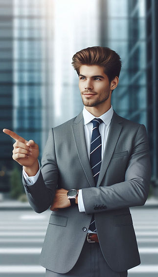 A businessman of mixed race with well groomed hair wearing a casual business attain standi