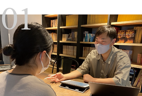 １対１の完全個別指導（対面・オンライン）