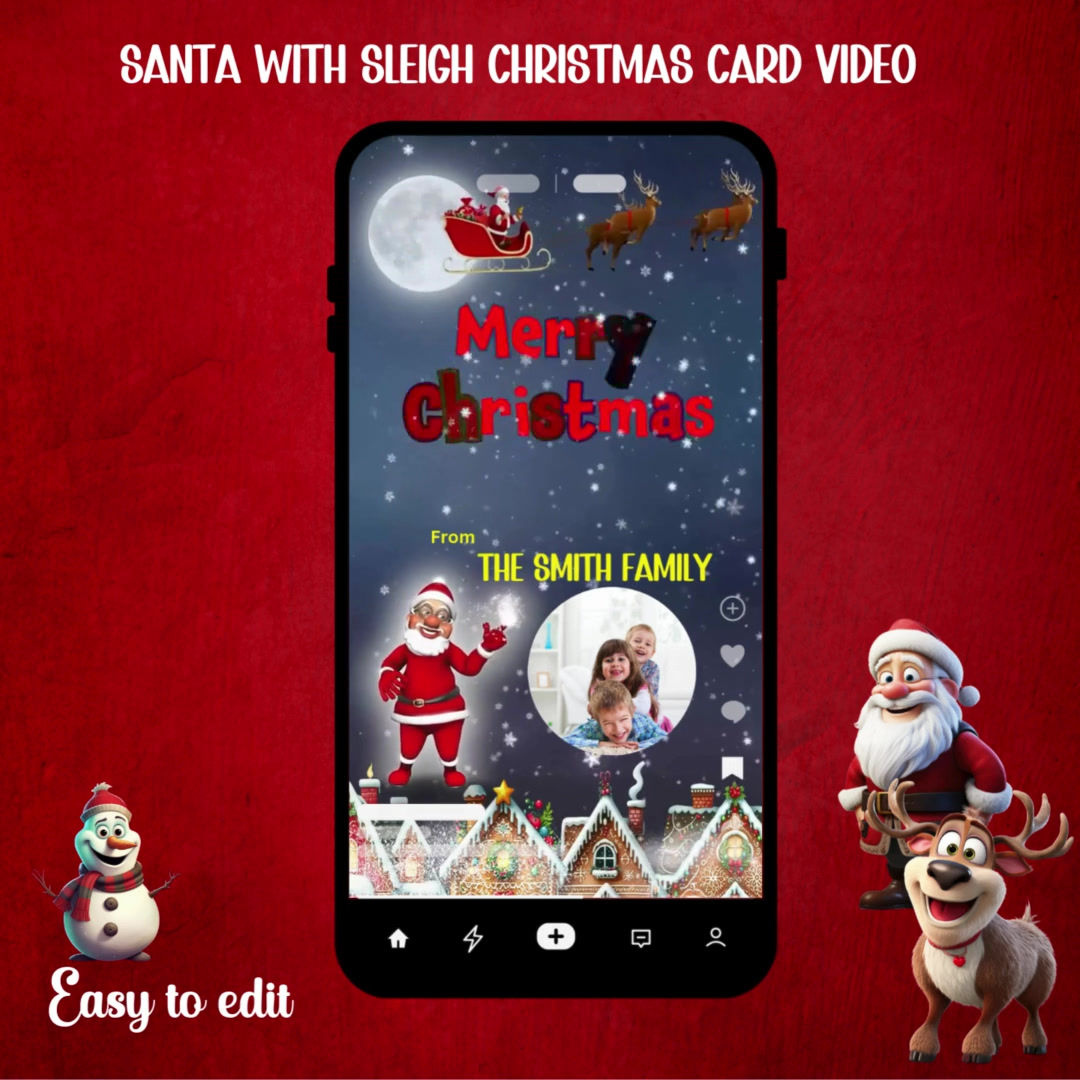Santa with Sleigh Christmas Card Video