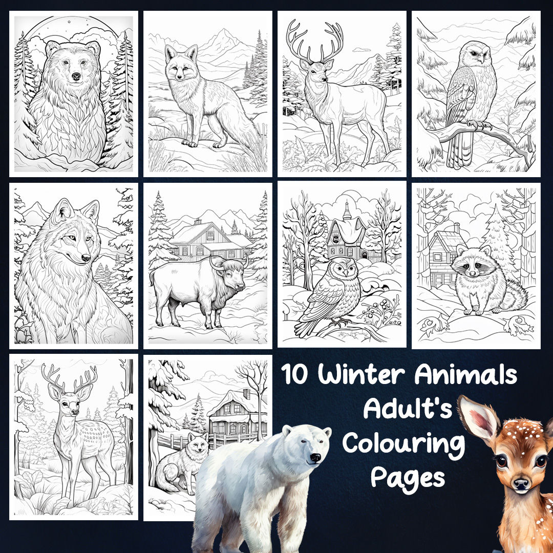 Elegant Winter Animal Colouring for Adults