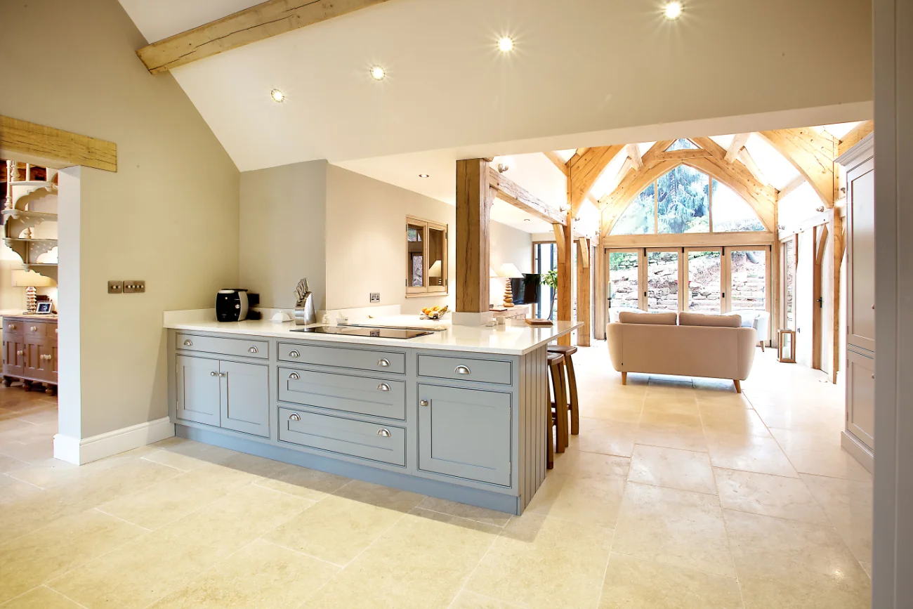 Oak Framed House Extension.
Oak Framed House Extension to a farmhouse in the Peak District