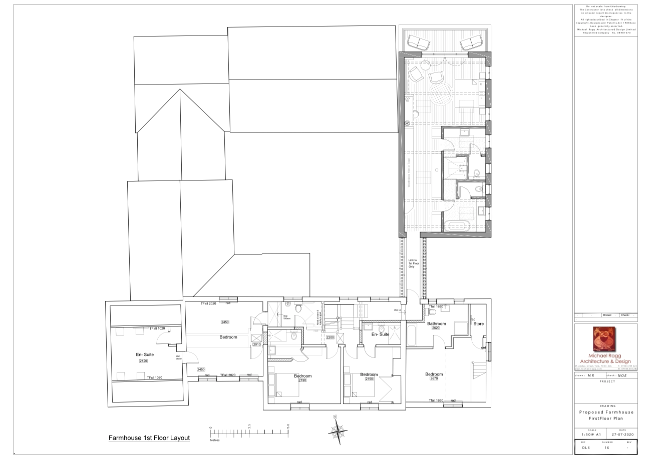 Northallerton Farmhouse New Build with a bridge link.
Phase one of major improvements to a rural site near Northallerton.  A bridge link connects the new master bedroom suite with the original house.