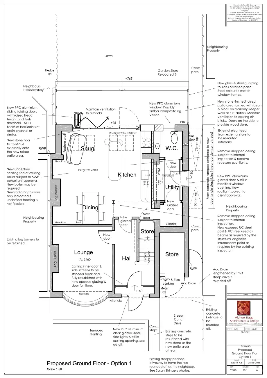 York Riverside house Extension.
York riverside rear extension for a larger open plan kitchen & dining space.