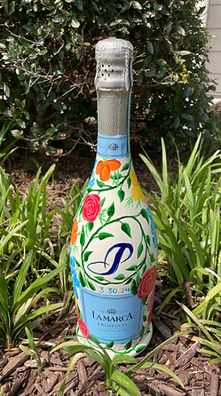 Custom painted LaMarca champagne bottle
