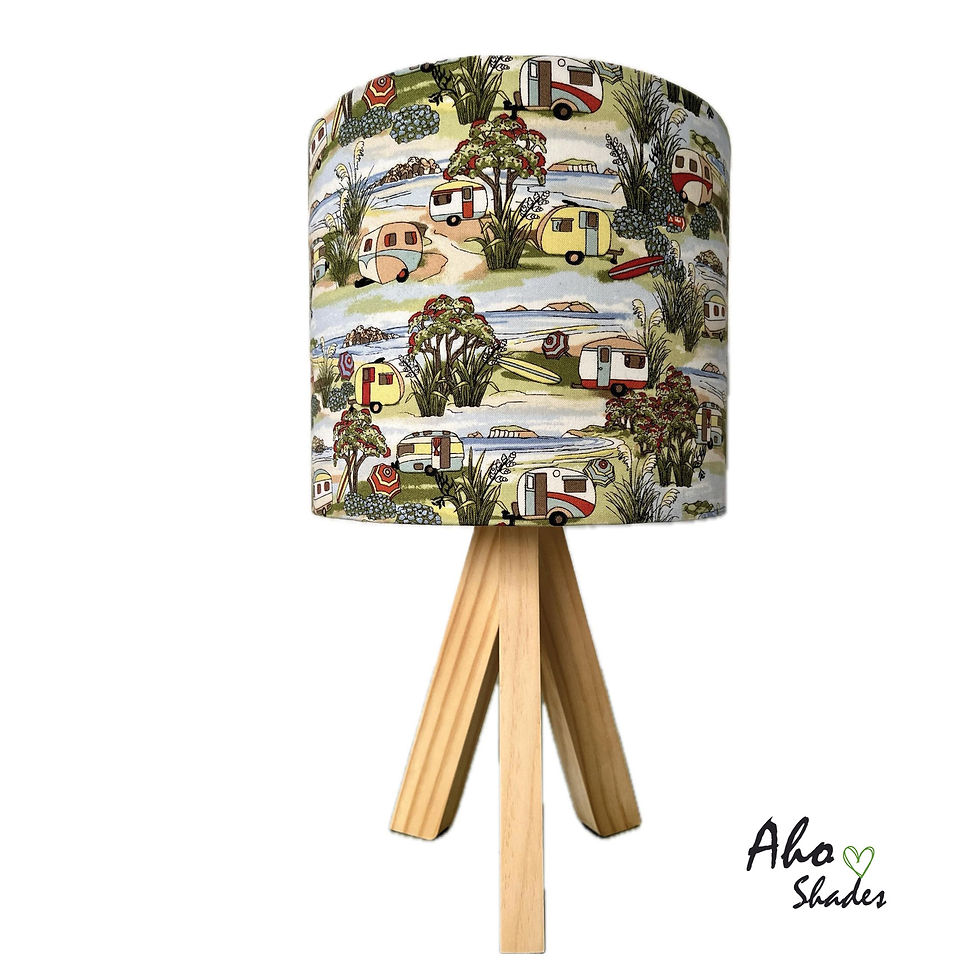 Thumbnail: Retro Kiwi holiday - caravans, surfboards and native bush lamp