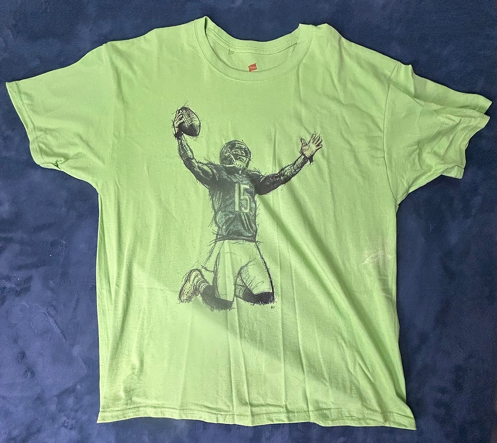 The Brandon Marshall Era at Halas Hall was never dull. At one of Brandon's more, uh ... interesting press conferences, he gave a quiz about whatever cause he was supporting. He gave me this t-shirt for getting one right. One of many great memories of the Bears beat. 