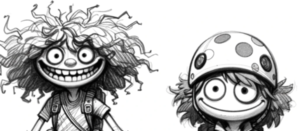 DALL·E 2024-01-24 17.56.54 - Sketch of two funny, cartoonish characters designed for a vid