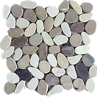 Red, Tan and white pebbles from Indonesia, Flat pebble mosaic, natural color, SA-CP105 Tuscan Harmony