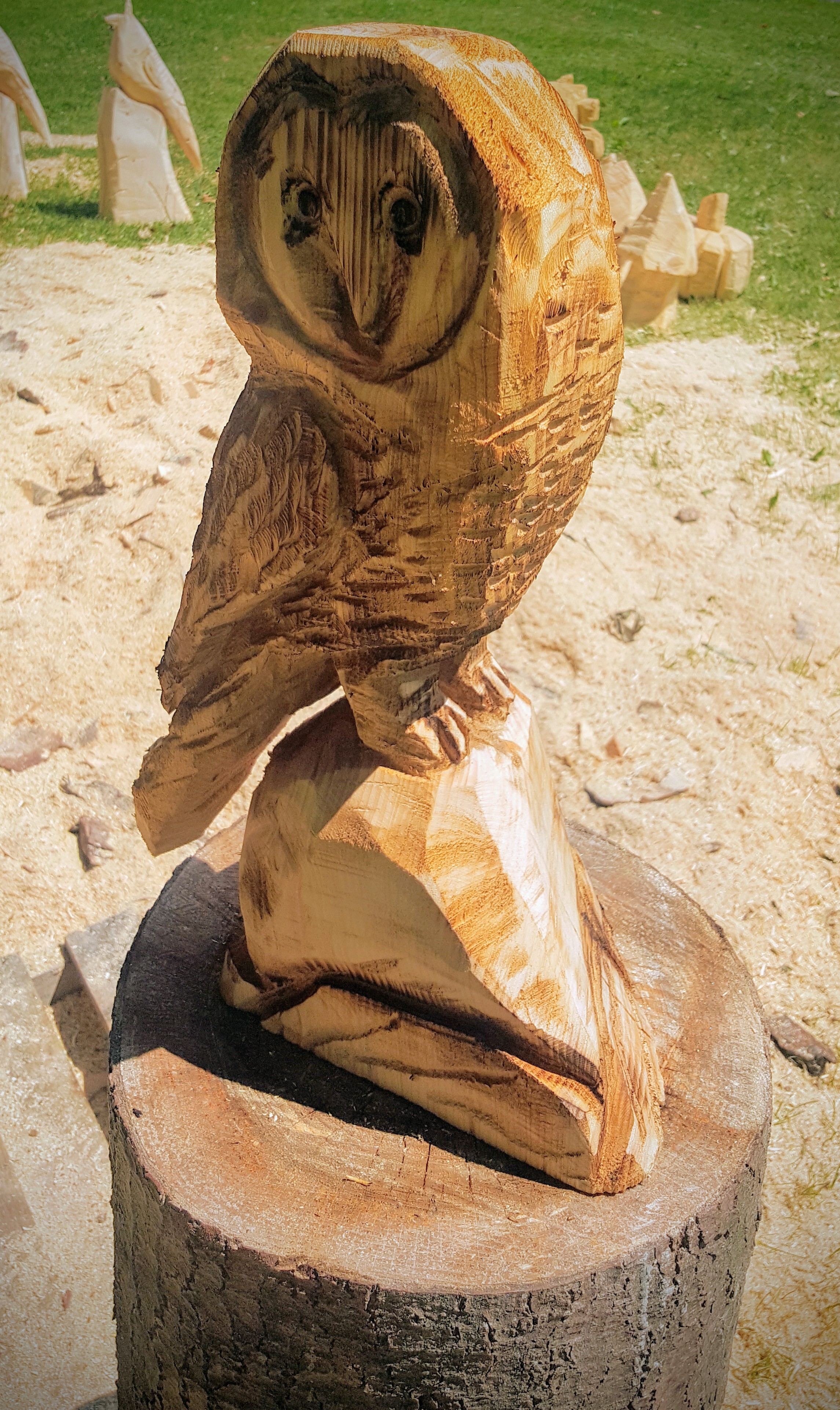 Perched Owl Carving