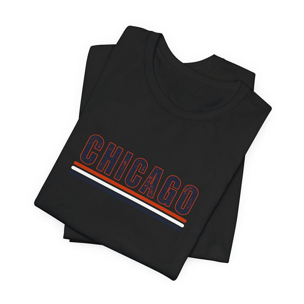 Thumbnail: Chicago Football Unisex Black Short Sleeve T-Shirt