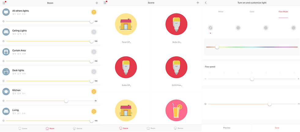 settings for yeelight smart lights