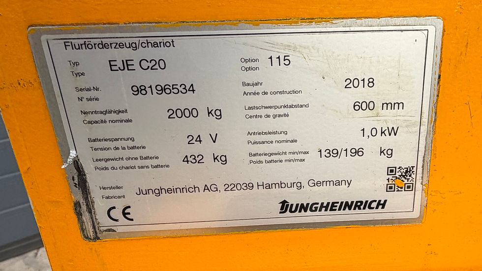 Thumbnail: Jungheinrich EJE C20 Palletwagen en stapelaar (75CM)