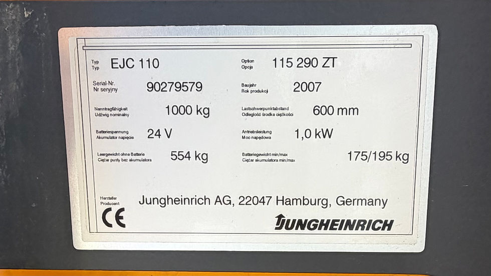 Thumbnail: Jungheinrich EJC 110 290ZT Stapelaar 290cm (2007)