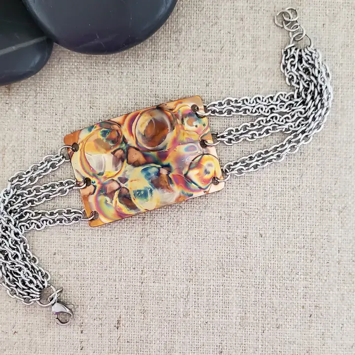 Covaly Multi Chain Flame Paint Copper Bracelet - Small