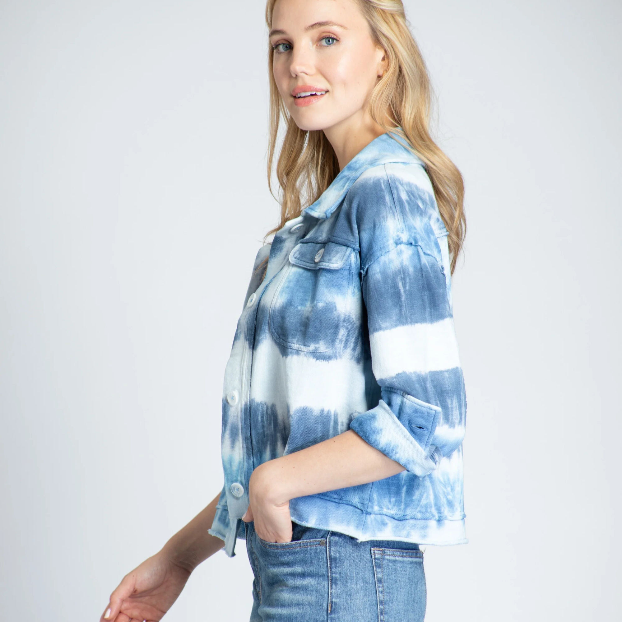 APNY Raw Edge Jacket In Shades Of Blue