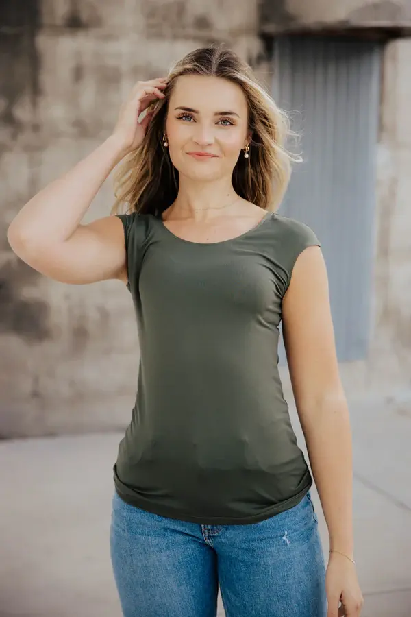 Mikarose Cap Sleeve Top in Juniper