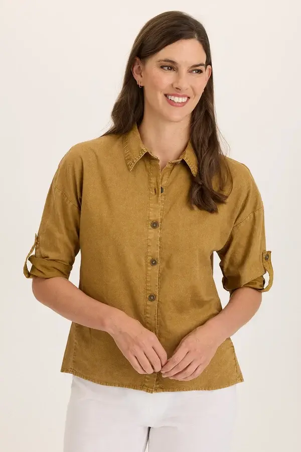 Wearables Carrie Linen Shirt in Copper