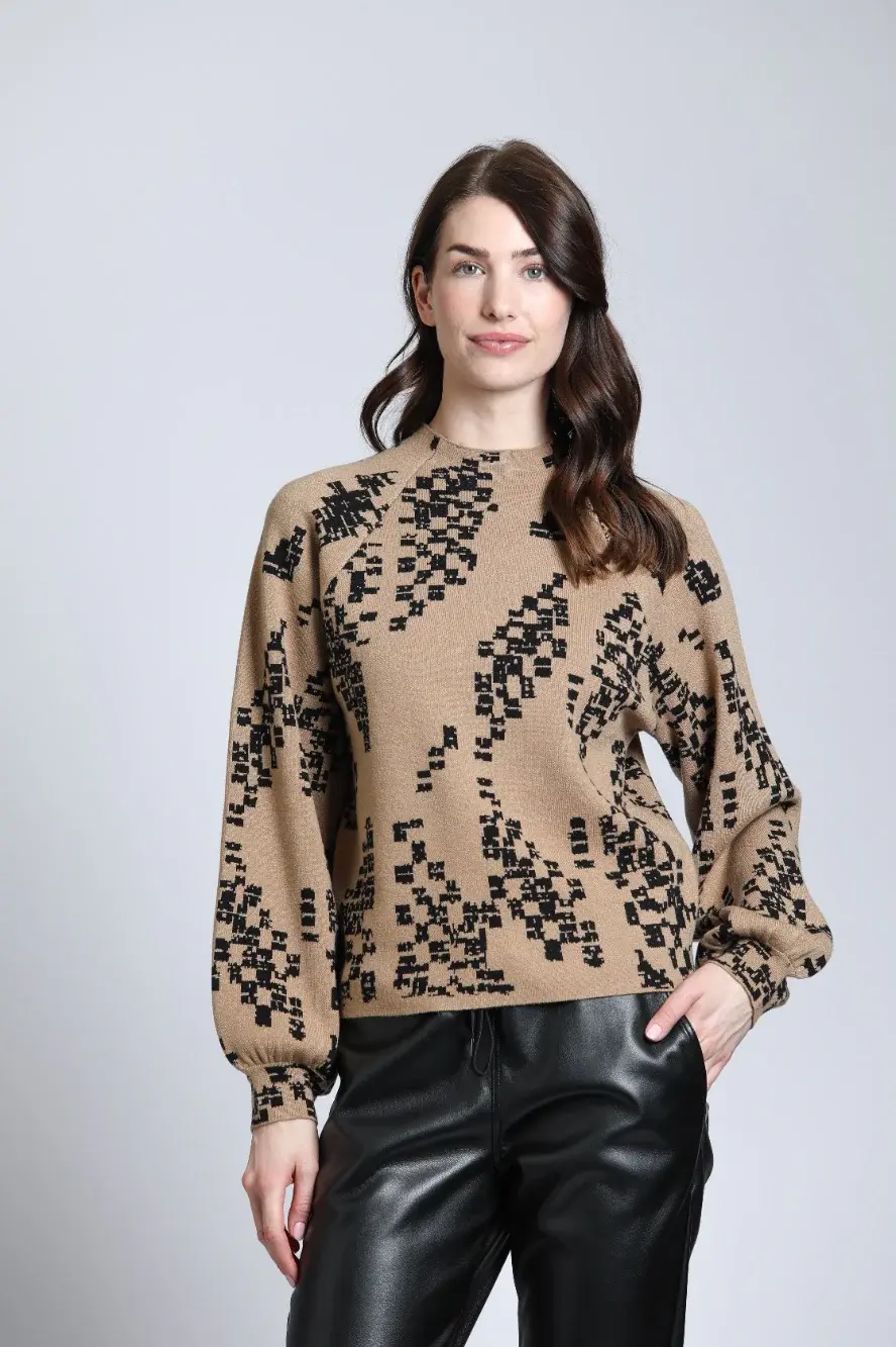 APNY Digital Cam Sweater with Puff Sleaves