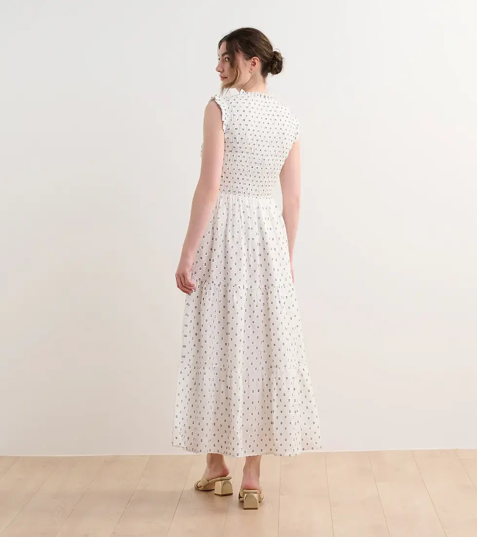 Thumbnail: Hatley Smocked Maxi Dress with Navy Spots