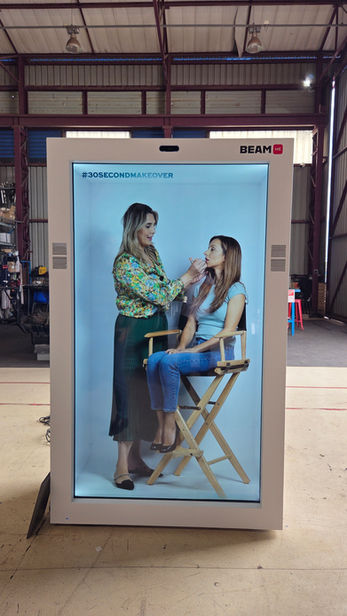 Makeup tutorial displayed on hologram.