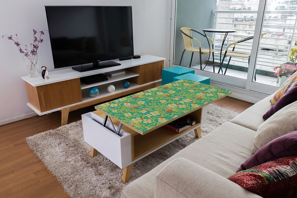 Miniatura: Mesa Ratona Elevable Flores Amarillas por María Elina Méndez