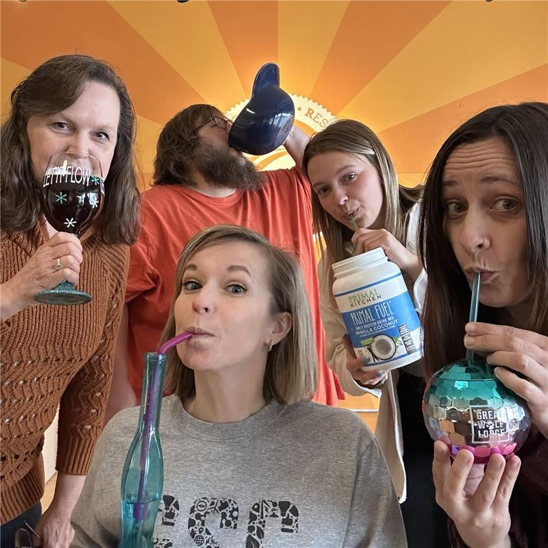 Team members during our annual GSC anniversary spirit week: "Anything but a cup."