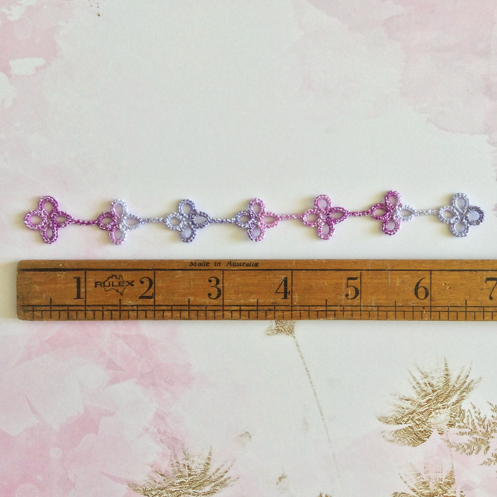 Thumbnail: 'Emma' Purples and White Tatted Lace Bookmark