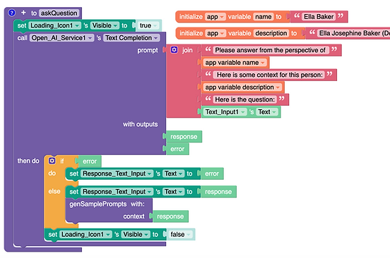 Thunkable blocks for calling OpenAI