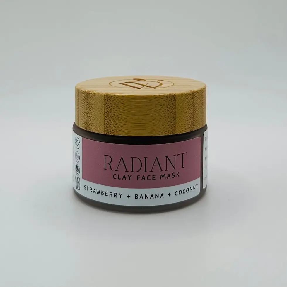 Radiant Clay Face Mask Strawberry Banana Coconut, Wildberry Skincare product.