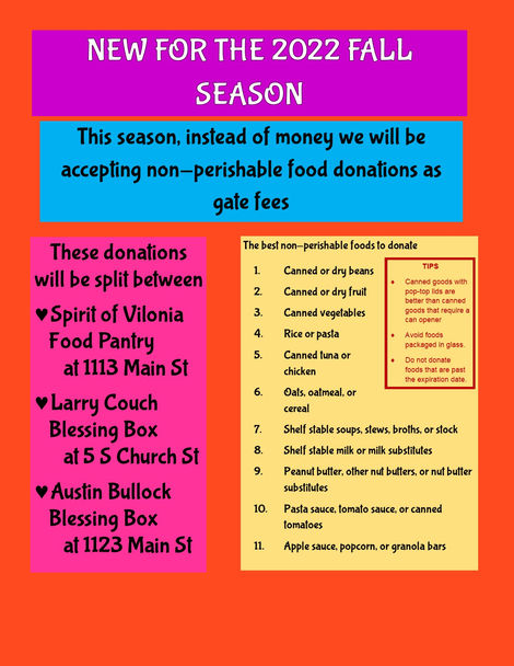 Notice Regarding 2022 Fall Ball Gate Fees