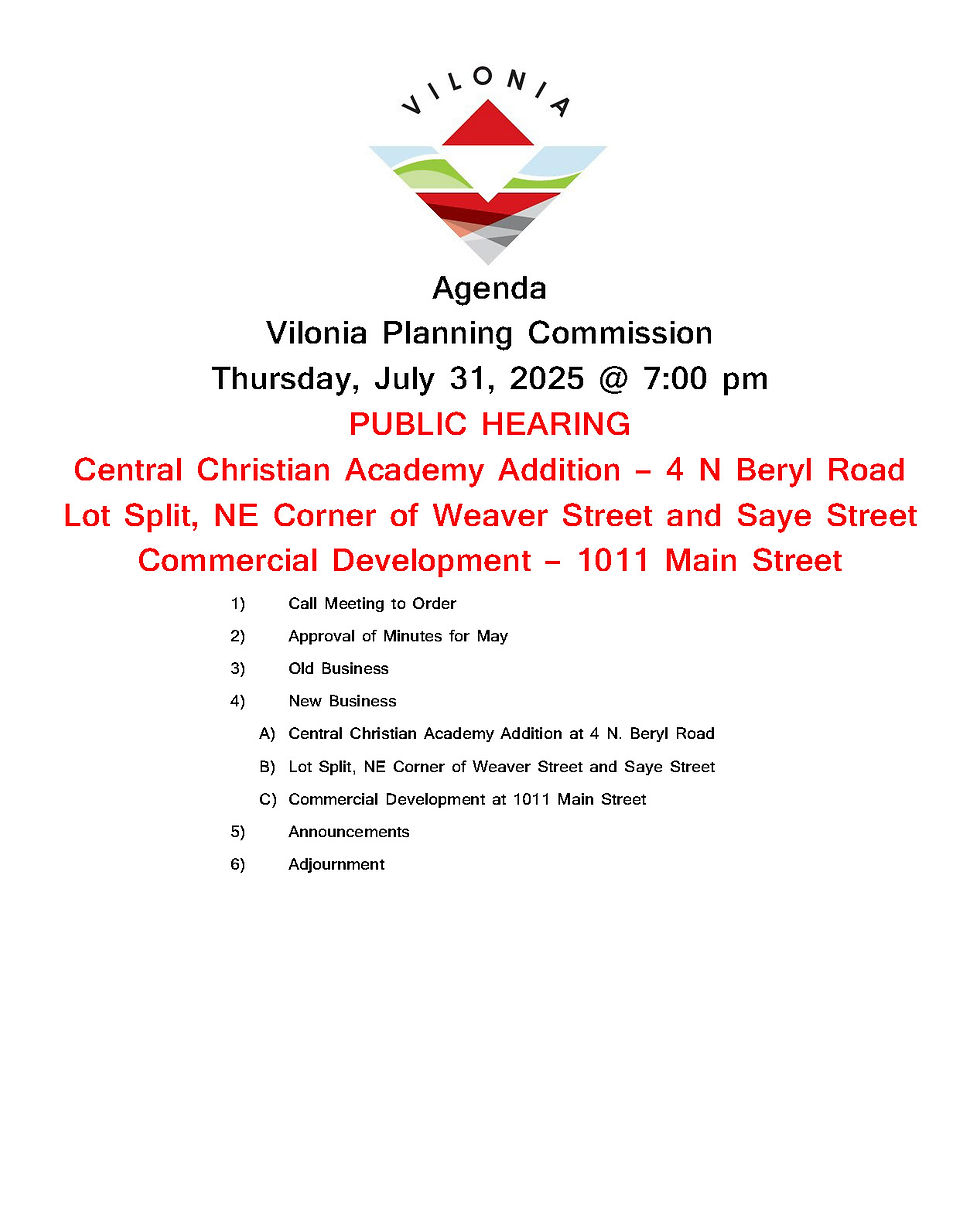 Vilonia City Council Agenda