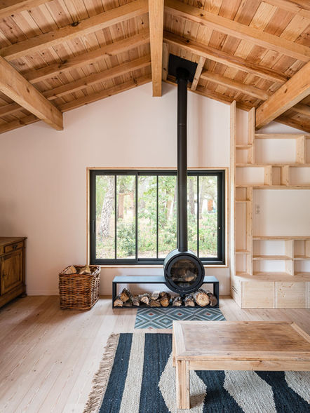 Bibliothèque meuble TV en bois design Bruno du Moulin