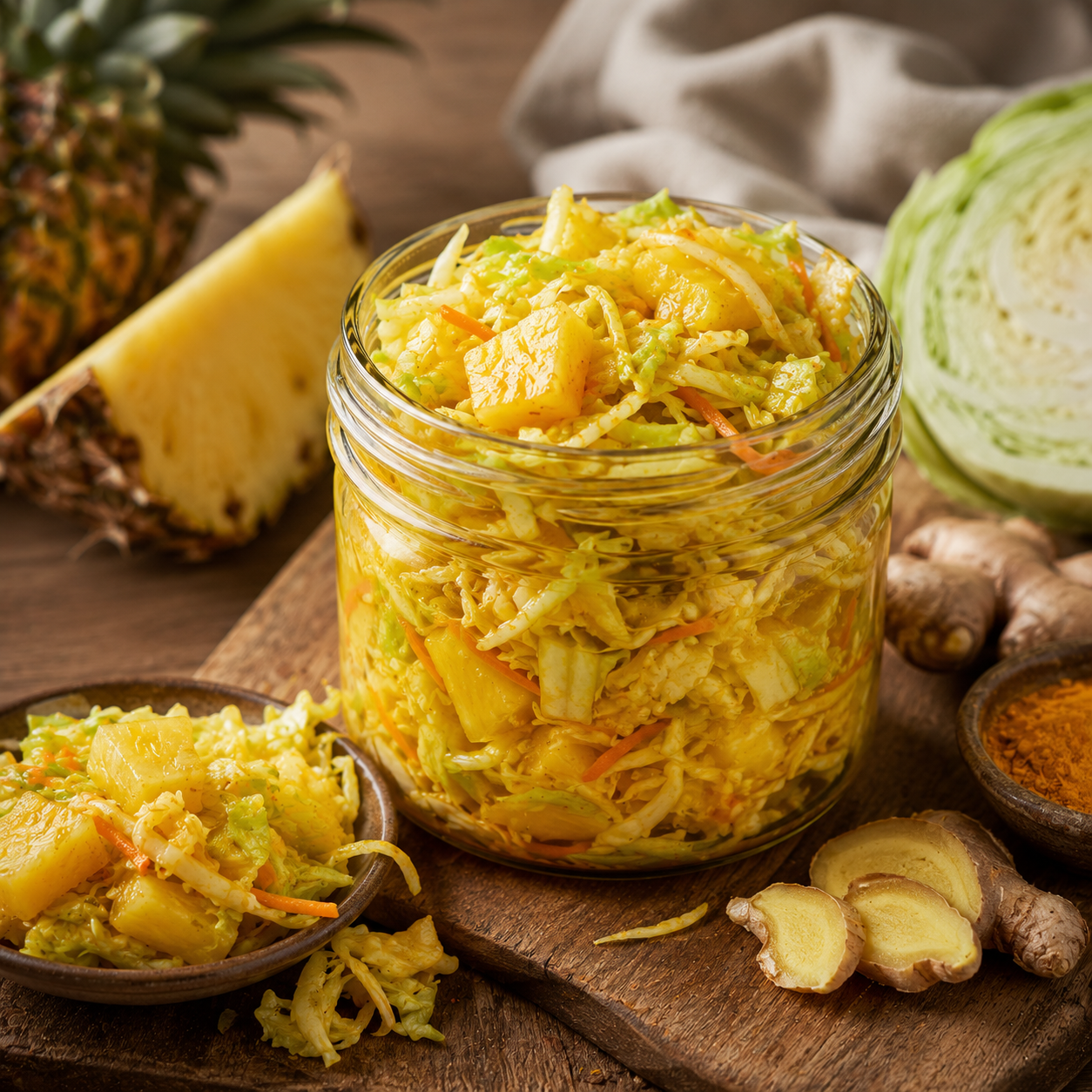 Turmeric Ginger Pineapple Slaw