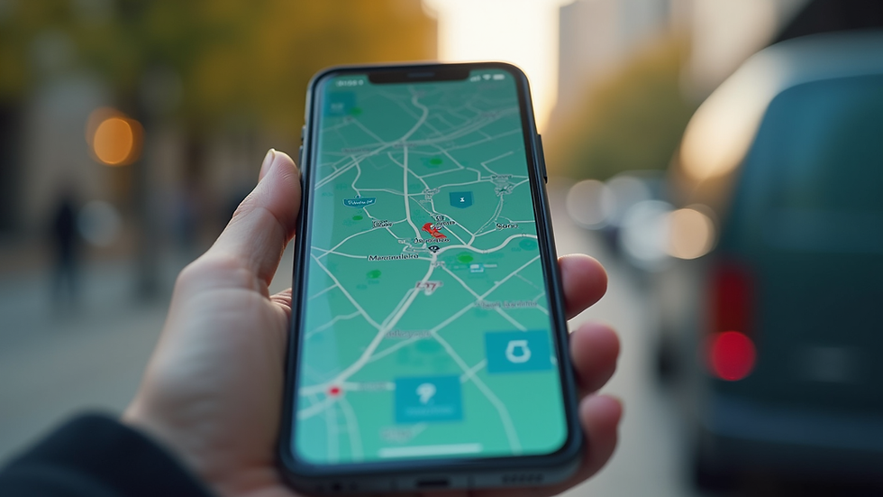 Close-up view of a smartphone showing an EV charging app map