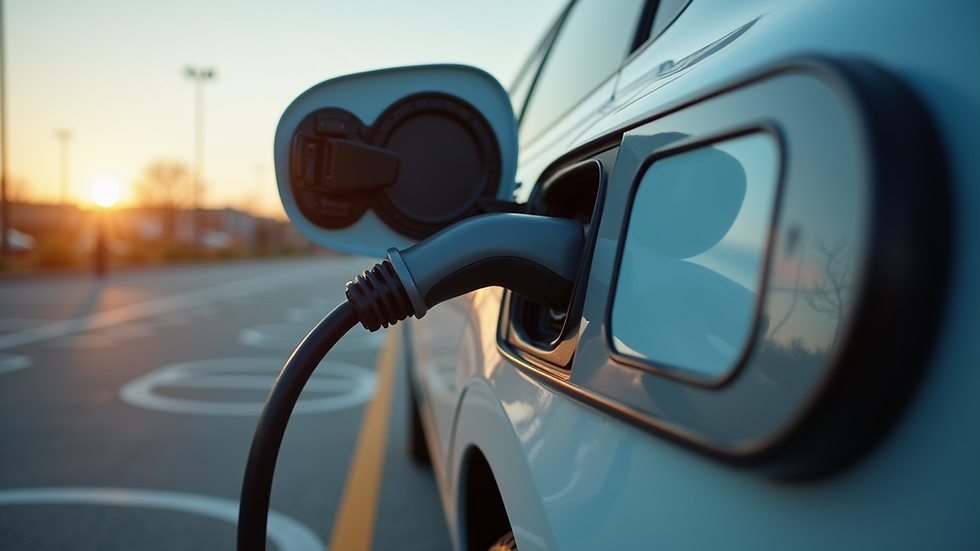 Close-up view of a Level 2 EV charger in a public parking lot