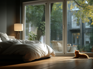 Quiet bedroom with sound-reducing windows