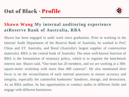 Profile | Shawn Wang | My internal auditoring experience atReserve Bank of Australia, RBA