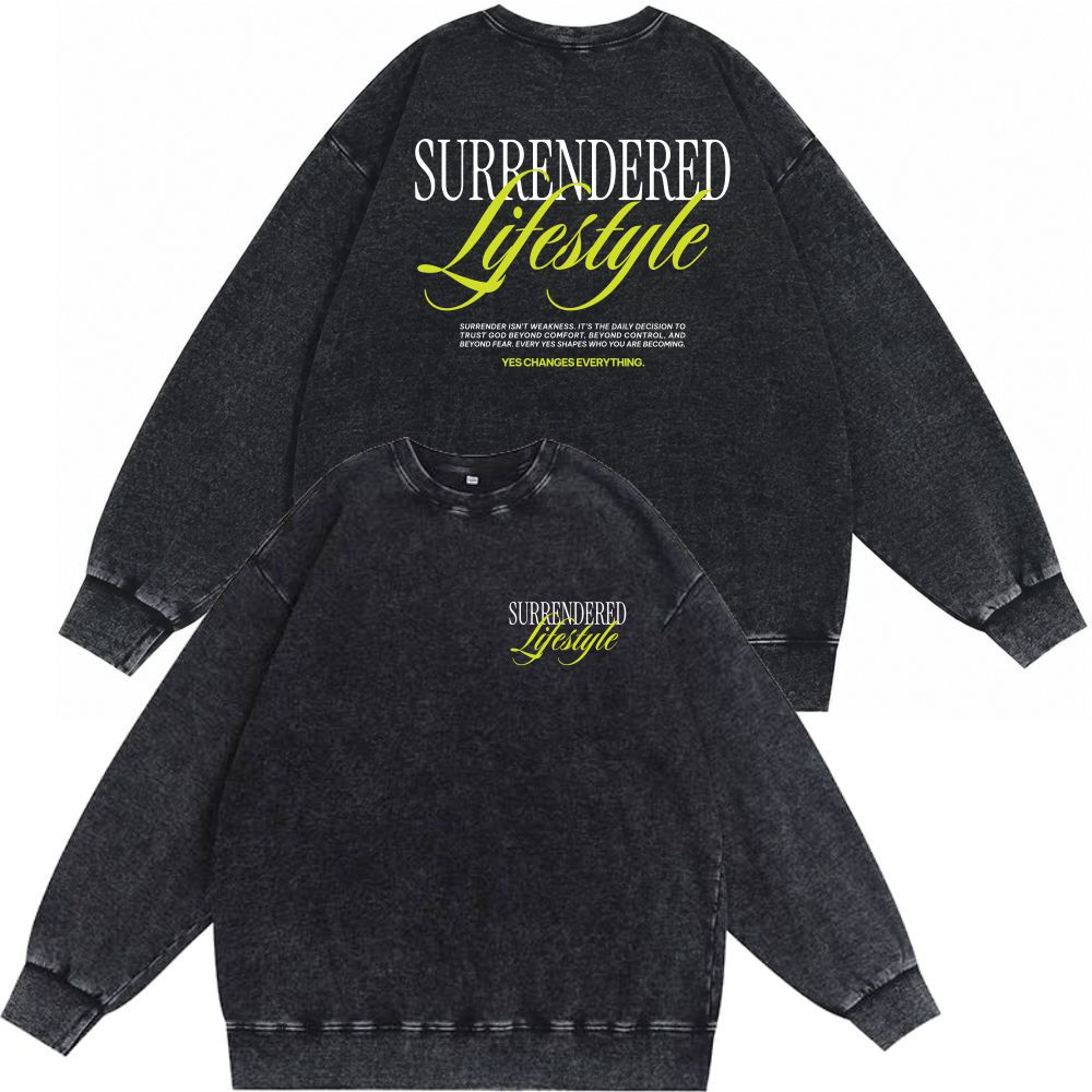 Surrendered Lifestyle Black Garment Washed Sweatshirt